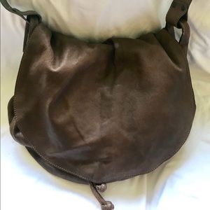 Gerard Darel French brown leather besace bandoulière saddle crossbody handbag